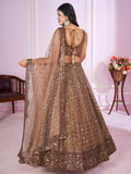 Golden Lady , Elegant Brown Net Lehenga Set for women -SSS001GL