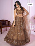 Golden Lady , Elegant Brown Net Lehenga Set for women -SSS001GL