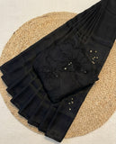 Black Beauty , Beautiful designer saree in Black color with Ribbon beads designer worked blouse-MISS001BS'