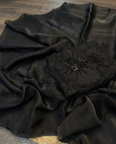 Black Beauty , Beautiful designer saree in Black color with Ribbon beads designer worked blouse-MISS001BS'