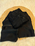Black Beauty , Beautiful designer saree in Black color with Ribbon beads designer worked blouse-MISS001BS'