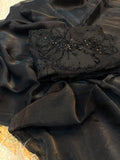 Black Beauty , Beautiful designer saree in Black color with Ribbon beads designer worked blouse-MISS001BS'