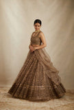 Golden Lady , Elegant Brown Net Lehenga Set for women -SSS001GL