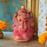 Baeutiful Hand painted Rose Quartz Ganesha Statue -HRH001RQG