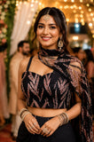 Dreena ,  Black Real Premium Lycra Ready to wear Saree with Fully stitched Blouse -GARI001RWS