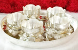 German silver 5 piece lotus prasad bowl with thali set -ANUB001ST