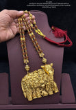 Kamdhenu Rudraksh , Antique Gold Polish Rudraksha  Long Necklace Set with Kamdhenu Pendant -SHAKI001RK