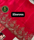 KPS present ,&nbsp;Natural crepe base shirt fabric  Handwork embroidered salwar suit material -SPARK001SS