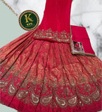 KPS present ,&nbsp;Natural crepe base shirt fabric  Handwork embroidered salwar suit material -SPARK001SS