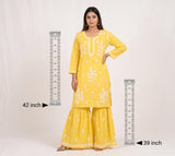 Yellow  Exclusive Rayon Kurti Gharara set for women -FOF001KGY