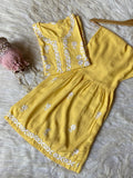 Yellow  Exclusive Rayon Kurti Gharara set for women -FOF001KGY