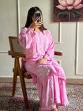 Pink Exclusive Rayon Kurti Gharara set for women -FOF001KGP