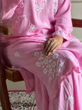 Pink Exclusive Rayon Kurti Gharara set for women -FOF001KGP