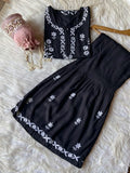 Black Exclusive Rayon Kurti Gharara set for women -FOF001KGBL