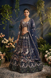 Deep Blue Shade Designer Fully Stitched Lehenga Top and Duppatta for women -GARI001DL