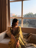 Pure soft Fandy Satin Silk Saree with Rose Gold Beads work - SOC001FS