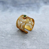 Pinaki , 925 Silver Designer Finger Ring with Gold Plating for Women -INDI001SR