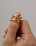 Pinaki , 925 Silver Designer Finger Ring with Gold Plating for Women -INDI001SR