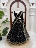 Black Beautiful Lehenga Saree for women -SOC001BBL