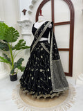 Black Beautiful Lehenga Saree for women -SOC001BBL