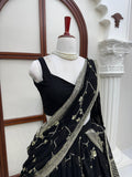 Black Beautiful Lehenga Saree for women -SOC001BBL
