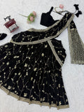 Black Beautiful Lehenga Saree for women -SOC001BBL