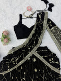Black Beautiful Lehenga Saree for women -SOC001BBL