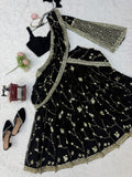 Black Beautiful Lehenga Saree for women -SOC001BBL