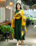 Handloom A-Line Kurti in Trendy Halter Neck with Palazo and Mul Duppatta - DP001KPD