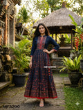 Sanwarya , Premium Heavy Muslin Gown with beautiful block print all over-SANWA001GK