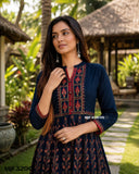 Sanwarya , Premium Heavy Muslin Gown with beautiful block print all over-SANWA001GK