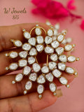 Monika , elegant Big Size Antique Gold Finish Polki Kundan  Statement Earrings with Back clip for women -SONAM001SE