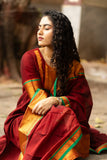 Vibrant Chettinad pattu cotton suit set in golden and maroon , with traditional Zari borders and a classic woven dupatta-GARI001CRKS