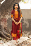Vibrant Chettinad pattu cotton suit set in golden and maroon , with traditional Zari borders and a classic woven dupatta-GARI001CRKS