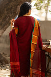 Vibrant Chettinad pattu cotton suit set in golden and maroon , with traditional Zari borders and a classic woven dupatta-GARI001CRKS