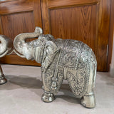 Pair of 2 , German Silver Cladding on Wooden Elephants Big Size -AKSH001ES