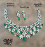 Devyani , elegant Platinum Finish Diamond inspired Choker Necklace Set for women -JAYDU001CS