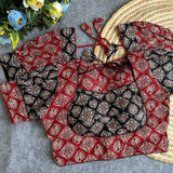 ORIGINAL AJRAKH COTTON HALTER NECK BLOUSE - RENU001HN