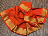 Deepika , Festival Special Orange Shade Pure Mysore Silk Saree with Golden Zari Stripes and Borders - SACHI001OM