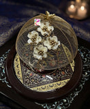 Beautiful fruit basket metal cage and  PVD metal knob with Revolving wooden base -ANUB001MCR