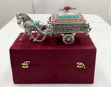 Exclusive German silver  hand engraved HORSE CHARIOT with semi precious stone work in premium box packing-AKSH001SC