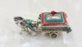 Exclusive German silver  hand engraved HORSE CHARIOT with semi precious stone work in premium box packing-AKSH001SC