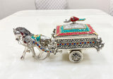 Exclusive German silver  hand engraved HORSE CHARIOT with semi precious stone work in premium box packing-AKSH001SC