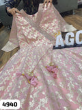 Pink Banarsi jacquard gown with self weaving  angrakha pattern Banarsi jacquard dupatta with self weaving-SOC001PBG