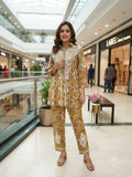 S F chikan , Premium Mulmul cotton  Kurti with Mulmul Cotton Plazo Cord Set -JASH001CSB