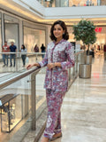 S F chikan , Premium Mulmul cotton  Kurti with Mulmul Cotton Plazo Cord Set -JASH001CSC