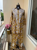 S F chikan , Premium Mulmul cotton  Kurti with Mulmul Cotton Plazo Cord Set -JASH001CSB