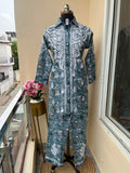 S F chikan , Premium Mulmul cotton  Kurti with Mulmul Cotton Plazo Cord Set -JASH001CSA