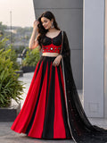 ManRasiya , Trendy Black and Red Fully Stitched Lehenga for Navratry 2026 -SOC001RK