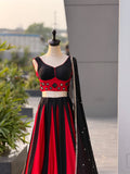 ManRasiya , Trendy Black and Red Fully Stitched Lehenga for Navratry 2026 -SOC001RK
